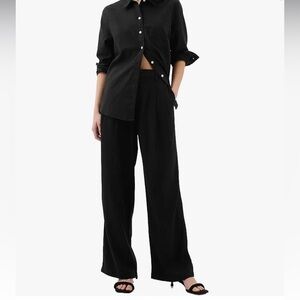 GAP High Rise Wide Leg Pleated Linen Pant
